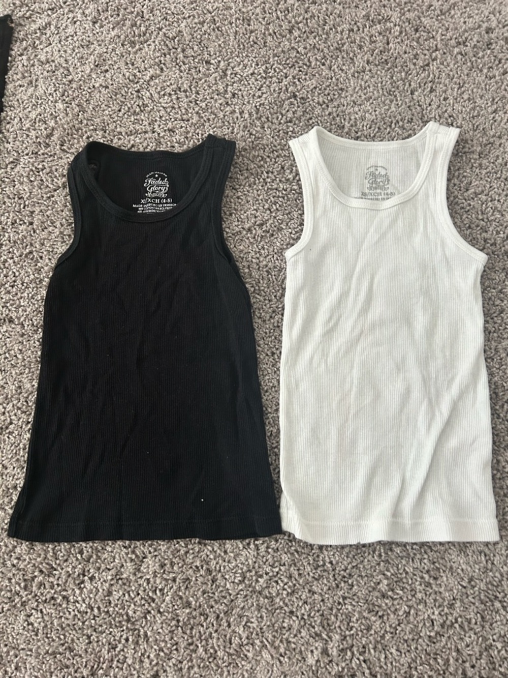 Faded Glory Kids Ribbed Tank Tops - Black & White